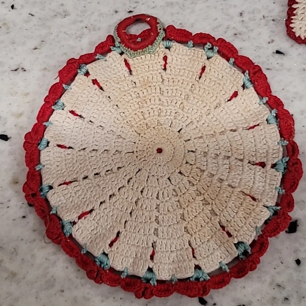 Vintage Hand Crochet Potholders 5 pc